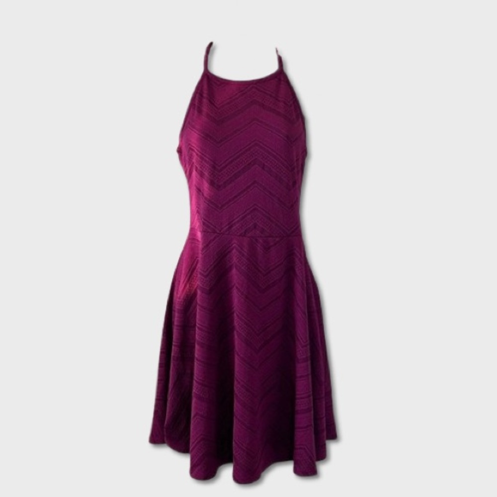 Mossimo Supply Co Pink Fuschia High Neck Fit and Flare Mini Dress Size Medium
